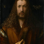 Albrecht Dürer, Selbstbildnis im Pelzrock, 1500, frontal gemaltes Selbstporträt.